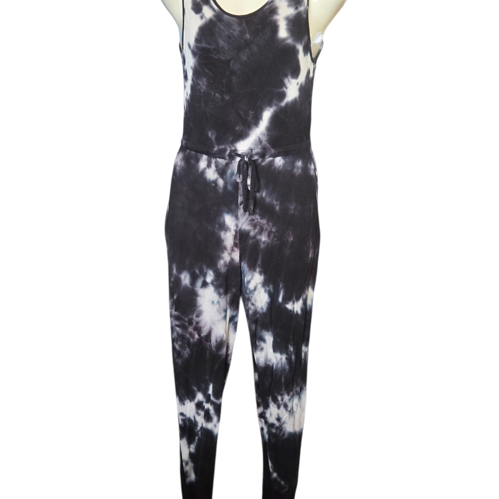 Stylish Black and White Tie-Dye‎ Jumpsuit